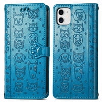 Funda Cartera Foxdock Para Iphone 11 , Flip Pu Con Relieve De Gatos Y Perros, Tarjetero Y Soporte