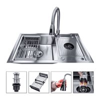 Genérico - Lavaplatos Con Llave Moderno 80X50 Con Lavavasos Grifo Y Accesorios