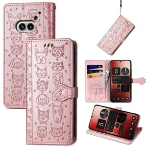 Funda Cartera Foxdock Para Nothing Phone 2A , Flip Pu Con Relieve De Gatos Y Perros, Tarjetero Y Soporte