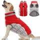 thumbnail image 1 of Abrigos de invierno para perros, chaleco polar con arnés incorporado, traje de nieve para perros para clima frío, chaqueta acolchada de invierno para perros a prueba de viento (rojo), 1 of 6