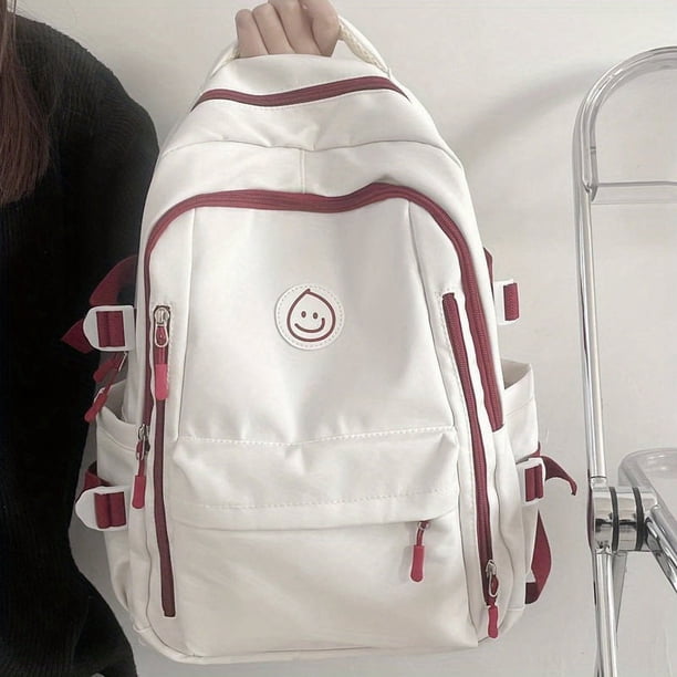 Trendy Bear Pattern Backpack, Simple Preppy Style School Bag, Versatile Travel Bookbag