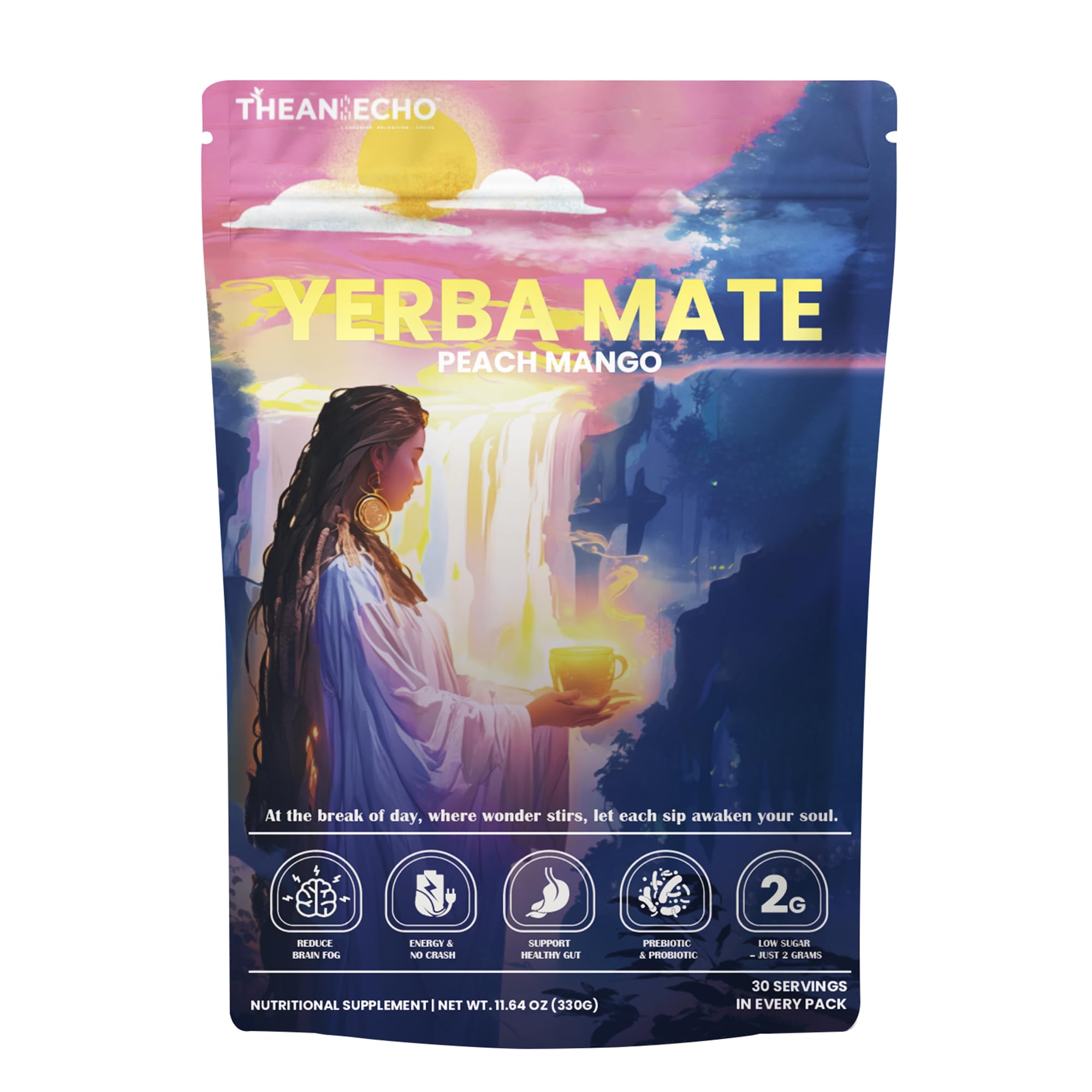 Té De Yerba Mate Theanecho Super Calm Con Sabor A Melocotón Y Mango