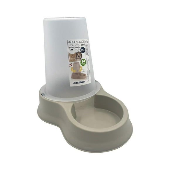 Dispensador Mascota Agua Y Comida 1,5 Litros Beige Beige Tamaño Único