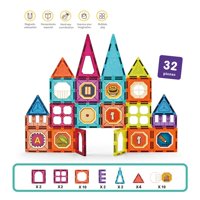 Clickdescuento - Puzzle Bloques De Construccion Magneticos 32 Piezas Rosa