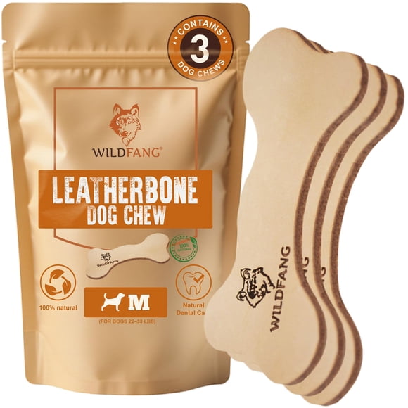 Juguete para Perro Wildfang Hueso de Cuero Mediano Paquete de 3 para 10-15 kg