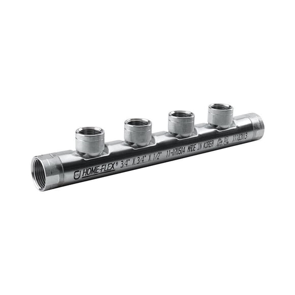 Colector Home-Flex Steel de 3/4 pulgadas FIP x 3/4 pulgadas D FIP 1/2 pulgada.
