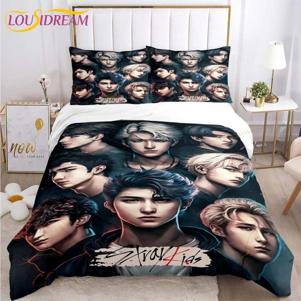 Stray Kids Kpop Quilt Duvet Cover Set Bedspread Comforter Cover3-Piece Bedding Set