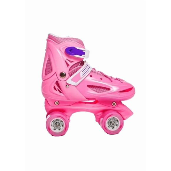 Patines rollers niña más protectores y casco talla M 25-29, rosado