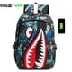 thumbnail image 1 of Cool shark mouth prints bagpack boy camouflage college bags unisex schoolbags waterproof backpacks student large capacity bags, 1 of 3
