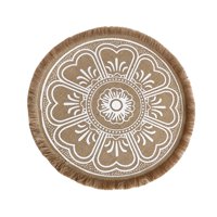 Magideal - Ronda Doily Posavasos Decoración Escritorio Estilo Retro Bordado De Encaje A Prueba De Aceite Hecho A Mano Con Borla Mantel Para Oficina Sala De Estar Blanco