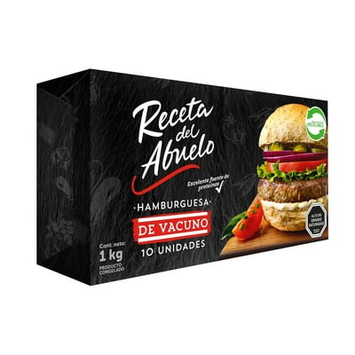 Hamburguesa De Vacuno Pack 10 Un 1000 Gr Receta Del Abuelo