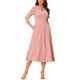 thumbnail image 4 of INSPIRE CHIC Vestido de Trabajo para Mujer Línea A 3/4 Mangas Elegante Vestido Midi Rosa XS, 4 of 6