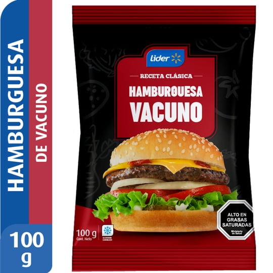 Hamburguesa De Vacuno 100 g Lider
