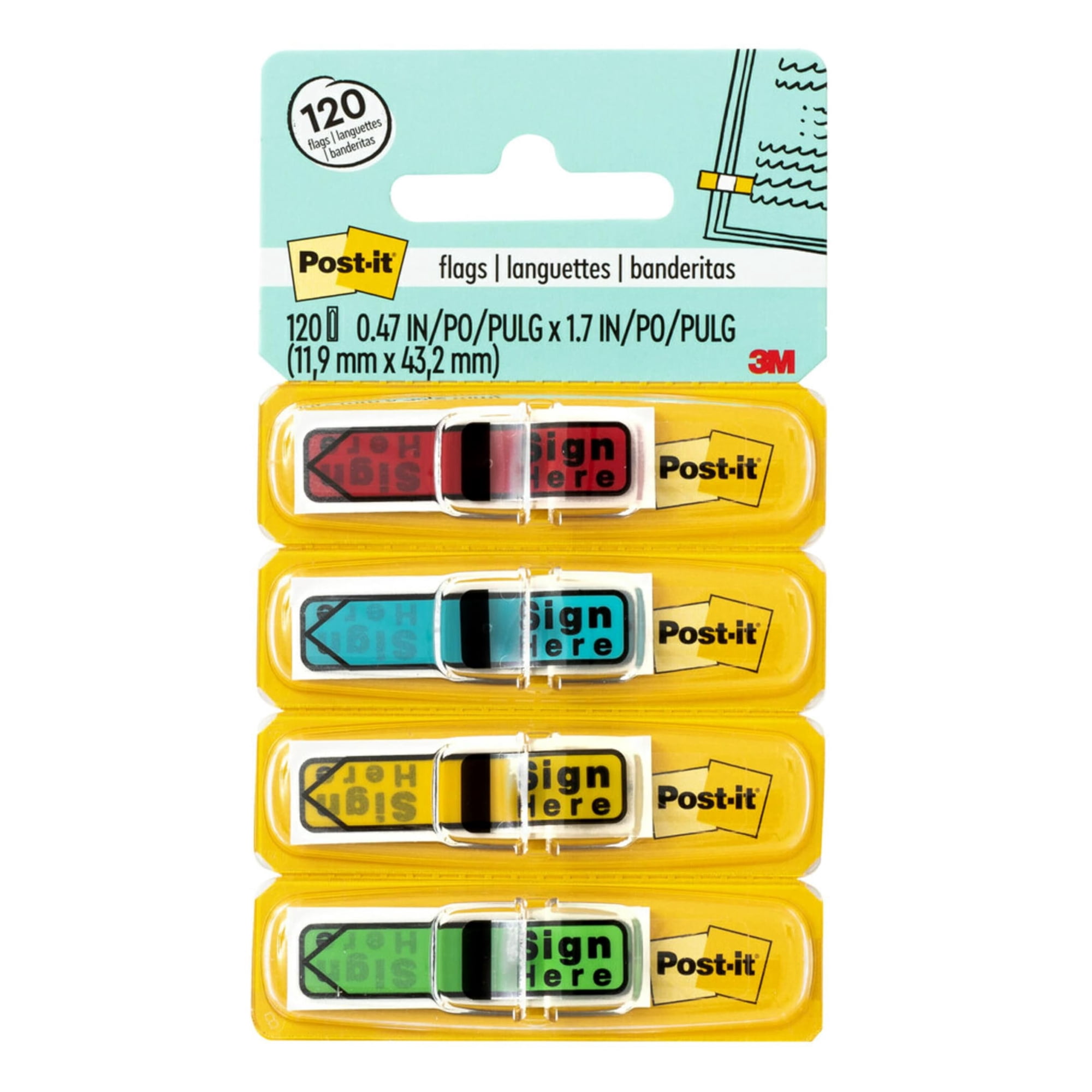 Message Flags Post-it 30/dispensador, 4 Dispensadores Surtidos
