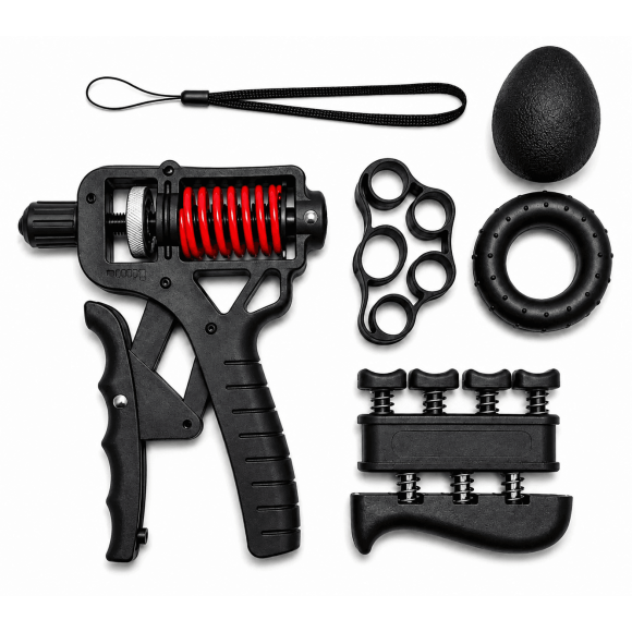 Kit Ejercitador De Mano Y Dedos Con Resistencia Ajustable