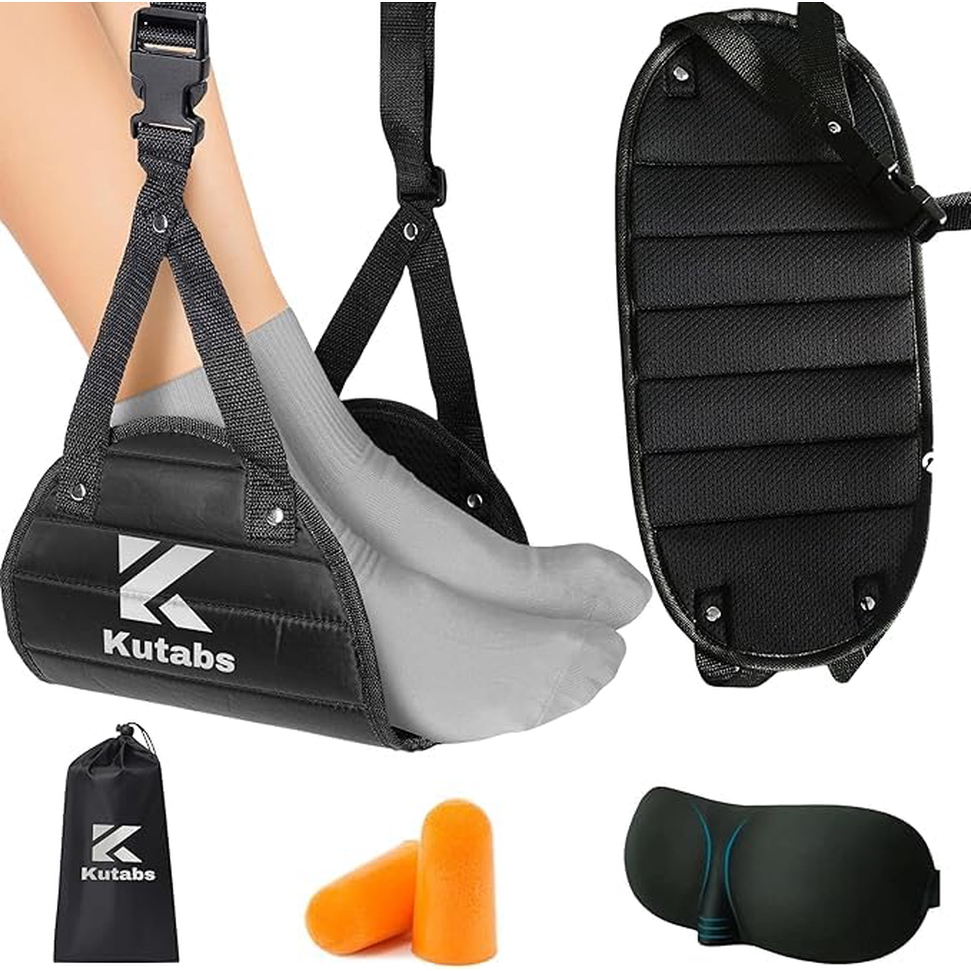 Hamaca Para Pies Kutabs Para Avión O Viaje Con Máscara Para Dormir Y Tapones Para Los Oídos