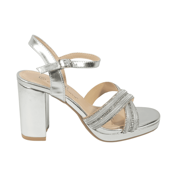 SANDALIAS DE FIESTA BONNY FRANCO PLATA MUJER 406-0009 - Talla 39