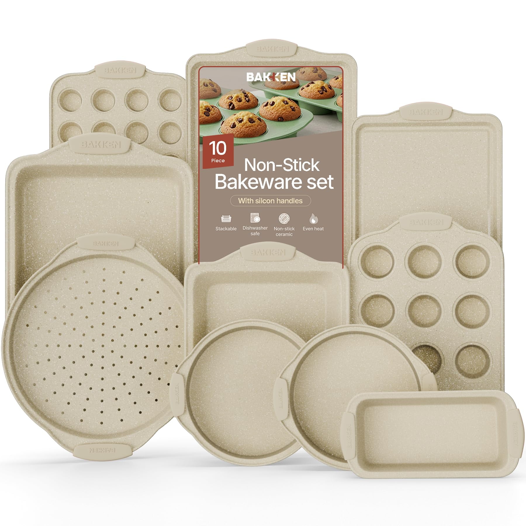 Set De Utensilios Para Hornear Bakkenmaster De 10 Piezas De Acero Al Carbono Antiadherente