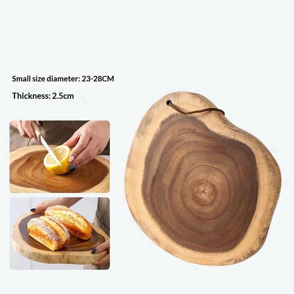Xusx111 - Tabla De Corte Redonda (dia. 9 ~ 11 Pulgadas), Exquisita Tabla De Queso De Madera De Acacia Sin Empalme, Tabla De Charcutería De Madera Reversible (redonda No Exacta, Siga La Forma Real De La Madera)