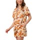 thumbnail image 4 of Conjuntos hawaianos para mujeres de regreso a clases 2026: 2 piezas, camisa con botones y pantalones cortos florales, atuendos casuales para vacaciones tropicales en la playa, talla S, beige y naranja, 4 of 5