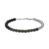 Pulsera Armani Exchange De Perlas Serpentinas Verdes De Acero Inoxidable