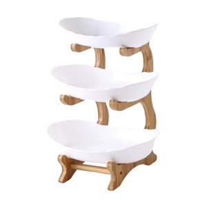 Bothyi - Bandeja Organizadora Para Servir Bocadillos, Platos Para Servir Para La Mesa De La Sala De Estar Del Restaurante, 3 Capas, Color Blanco