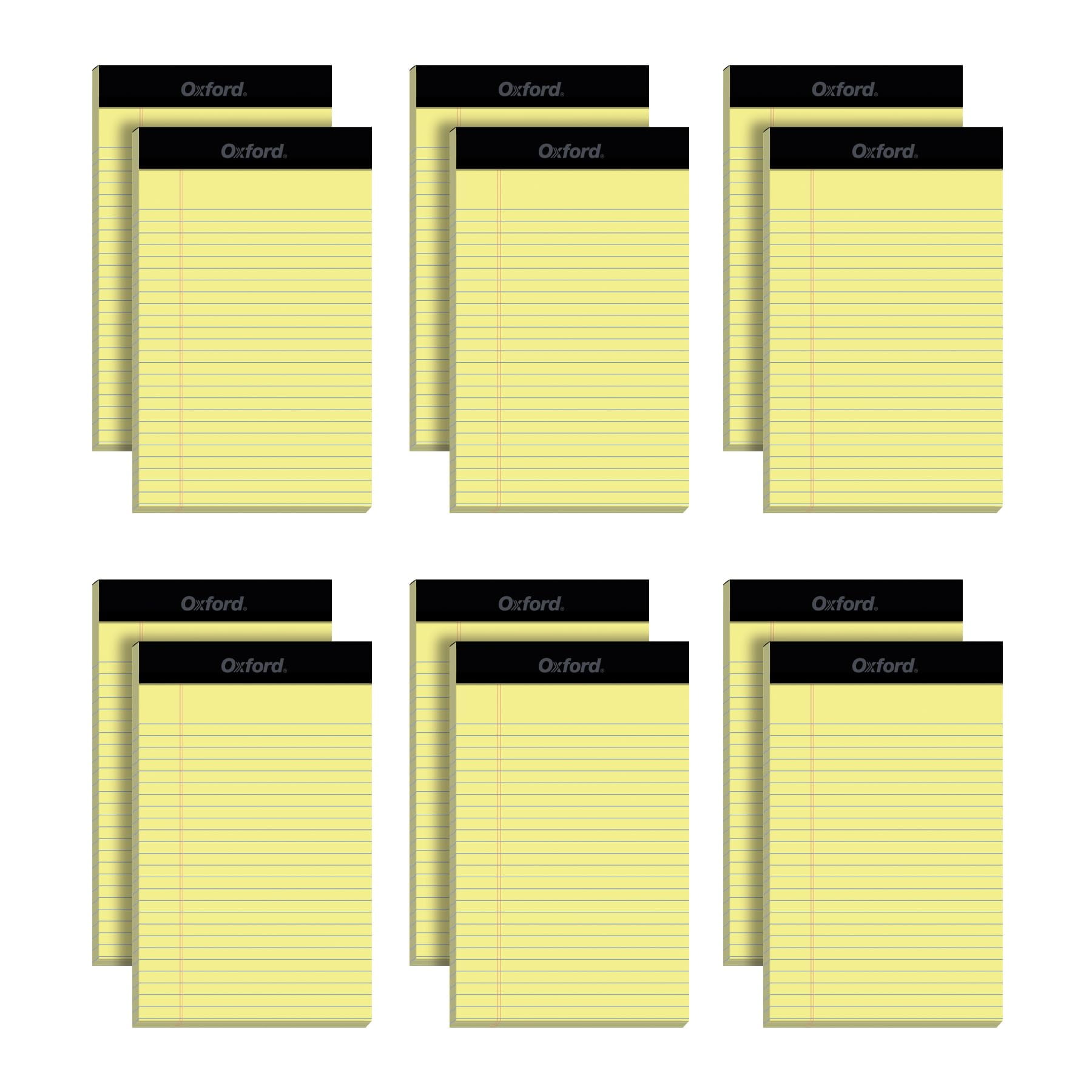 Legal Pads Oxford, Papel Amarillo Con Rayas Estrechas, 5 X 8 Cm, Paquete De 12 Unidades
