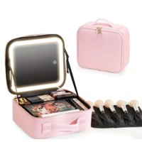 Genérico - Cosmetiquero Maletin Con Espejo Led Y Divisiones Ajustables