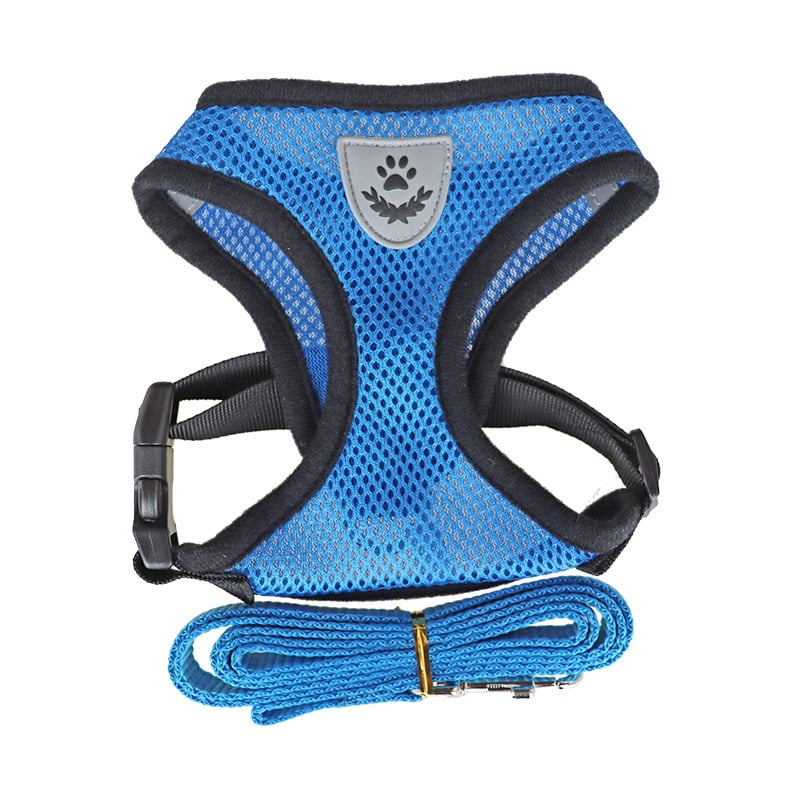 Arnés Reflectante y Correa para Perros Mascotas Azul Talla S