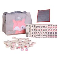 Magideal - Juego De Mahjong Chino Portátil Con Estuche De Viaje Juego De Actividades Cerebrales De Ocio Juegos De Azulejos Clásicos Juego De Mahjong De Viaje Par Amarillo