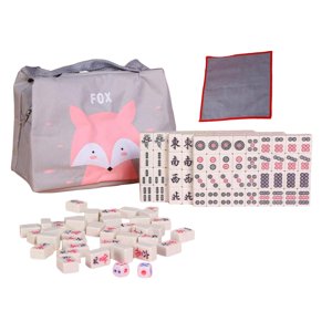 Magideal - Juego De Mahjong Chino Portátil Con Estuche De Viaje Juego De Actividades Cerebrales De Ocio Juegos De Azulejos Clásicos Juego De Mahjong De Viaje Par Amarillo