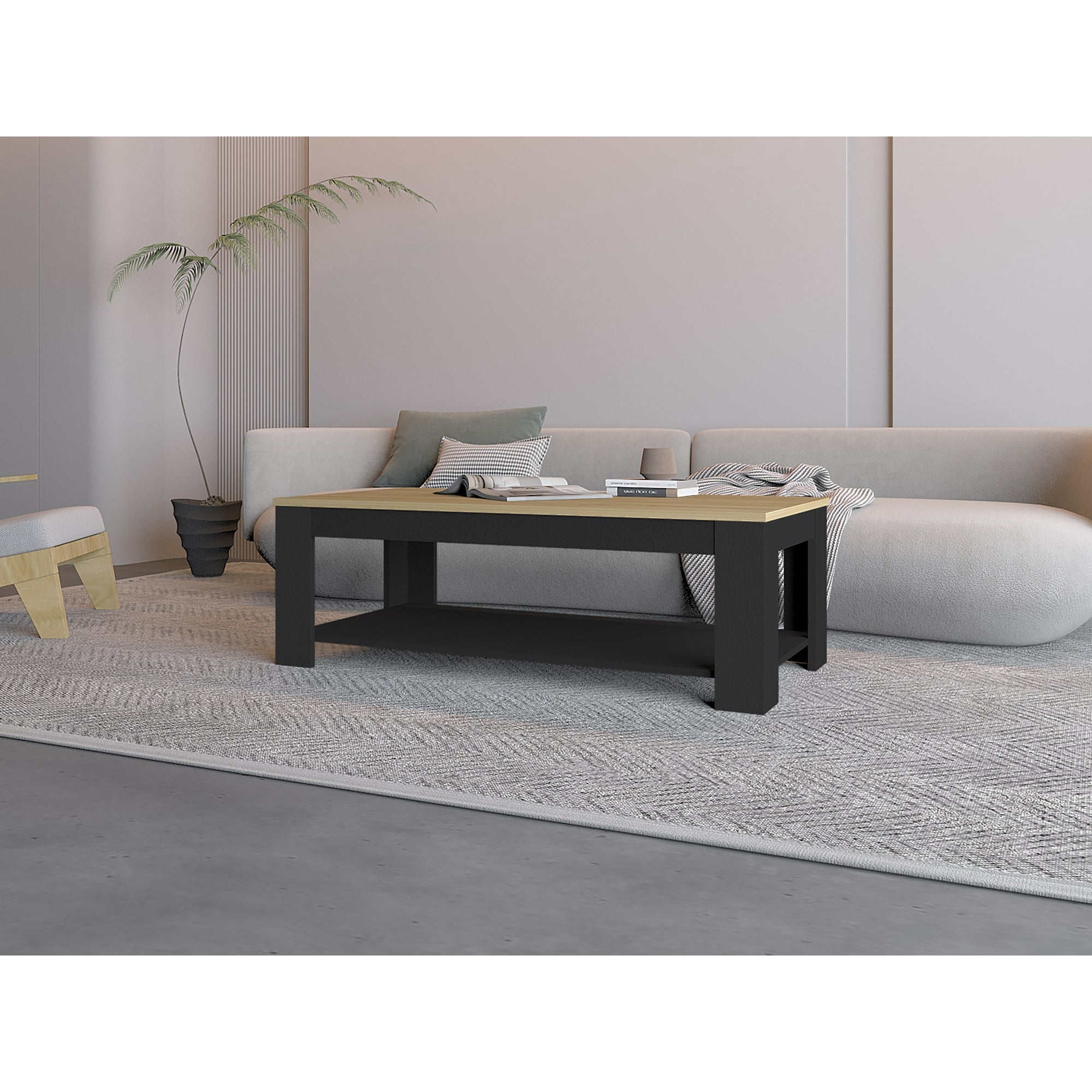 Tuhome - Mesa De Centro Cecil 120x60x41,5 Cm Fresno Y Wengue
