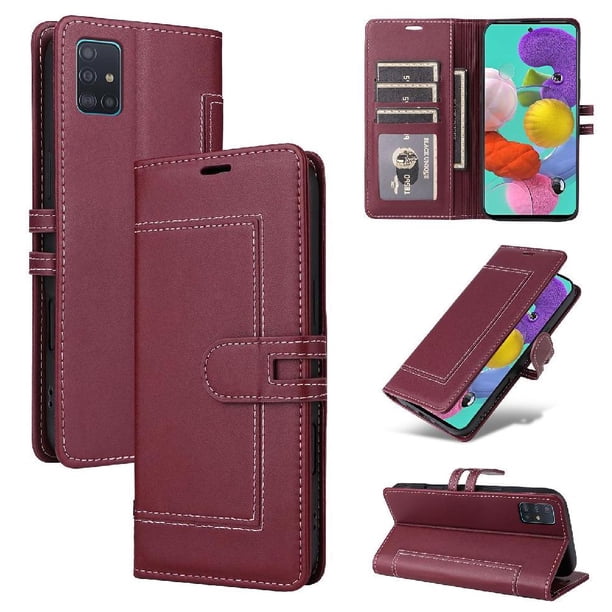 Premium Wallet Case for Samsung Galaxy A71 with Card Slots & Kickstand, Flip Cover Red