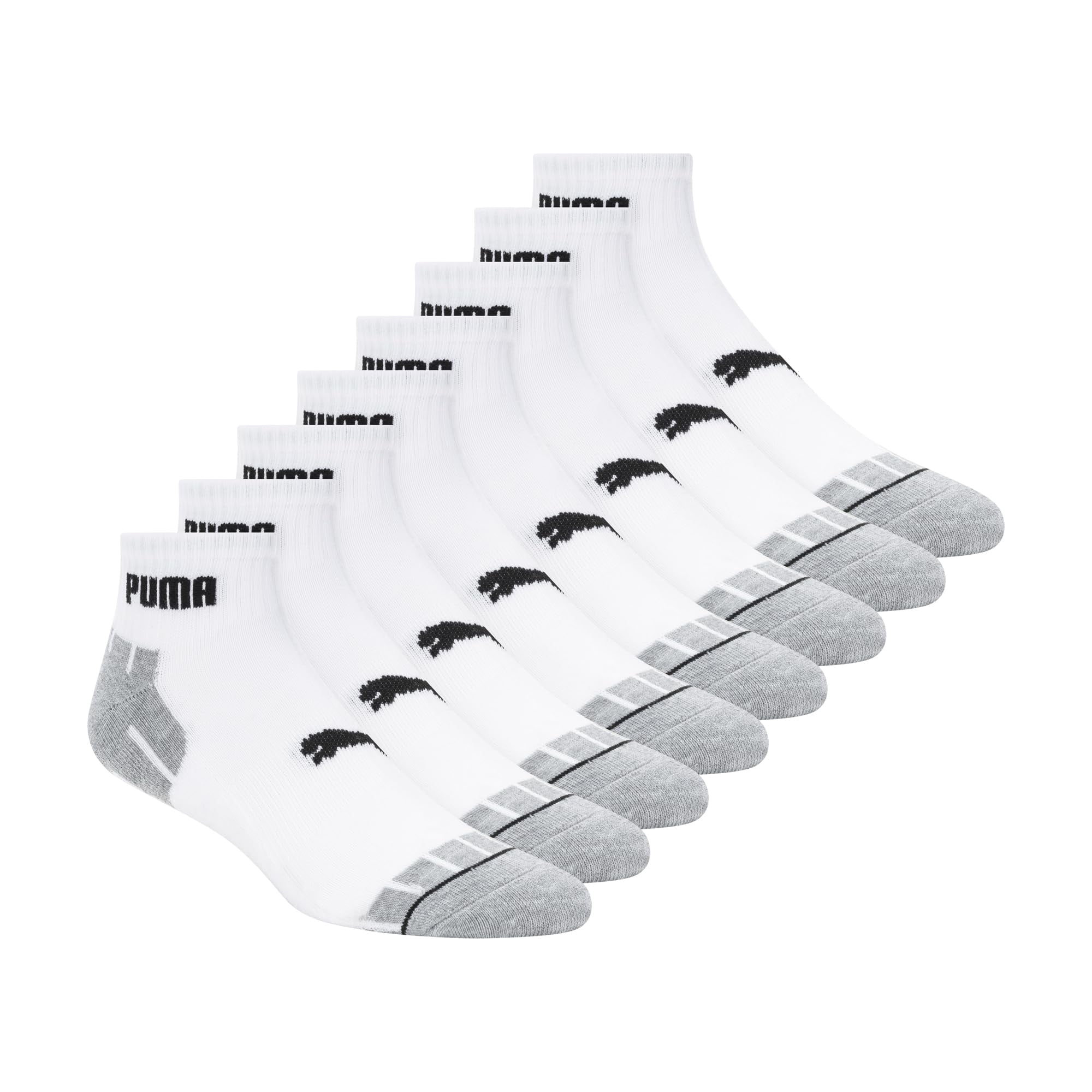 Calcetines Puma Quarter Crew Para Hombre, Paquete De 8, Blanco/negro, Tallas 10-13