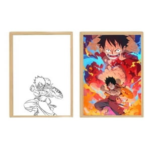 Lelumania - Cuadro Led De Luffy En Llamas 23X18Cm