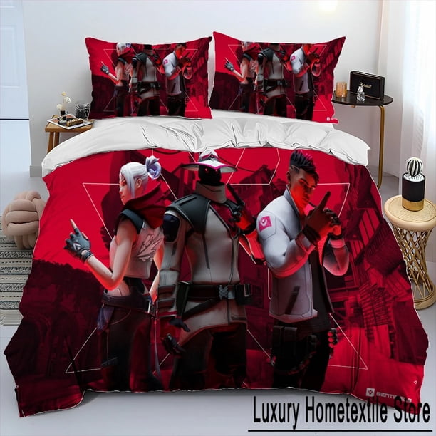 VALORANT Game GamerComforter Bedding Set,Duvet Cover Bed Set Quilt Cover Pillowcase, Size Bedding Set Kid Bed Sheets