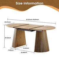 M&Ms - Wooden Dining Table, Flexible And Extendable, Multi-Functional And Space-Saving, Fashionable Oval Design And Slatted Table Legs, Tea Table Or Office Desk, Beautiful And Practical