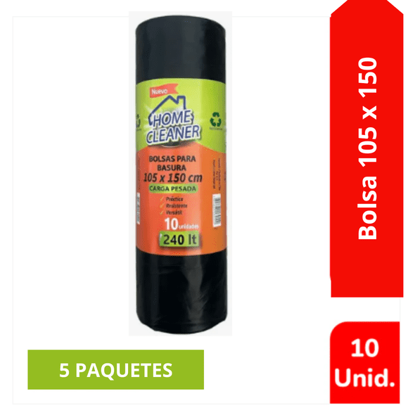 Pack x5 Bolsa De Basura Home Cleaner 105 x 150cm