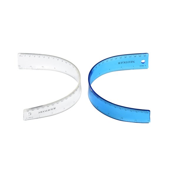 Regla NEOTIGER 30 cm Flexible Transparente/Azul (2 unidades)