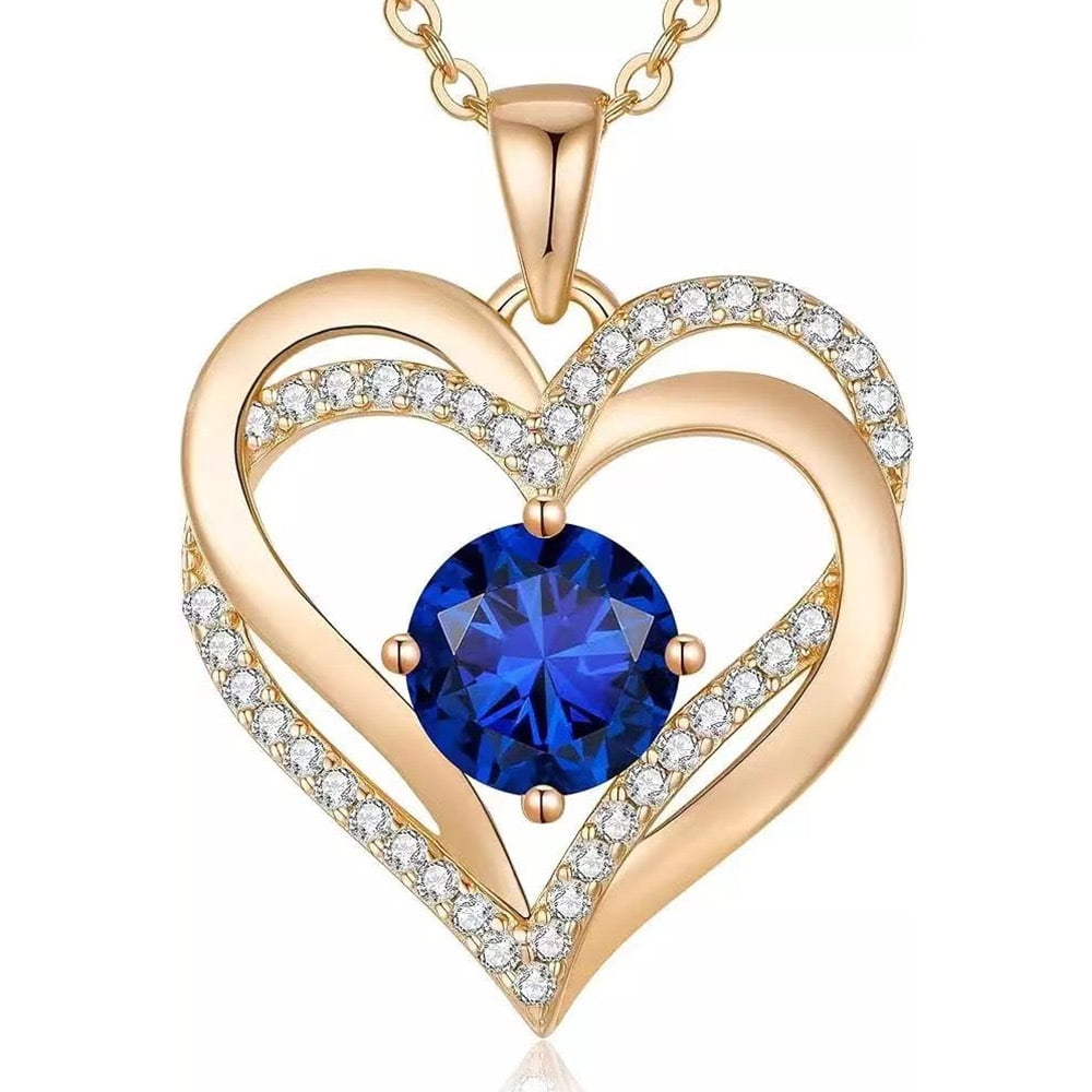 Collar Heshpaws Love Pendant Con Birthstone Zirconia Y Caja De Regalo