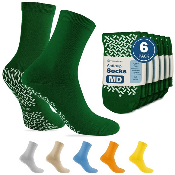 Calcetines TenderGentle Mediano Verde Pack de 6 Antideslizantes