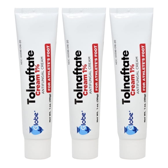 Crema antimicótica Globe Tolnaftato 1% 30 g, paquete de 3