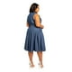 thumbnail image 2 of Vestido Camisero De Mezclilla Lavada Con Costuras En Contraste Y Cinturón (talla Grande Para Mujer), 2 of 3
