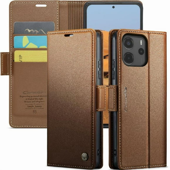 CaseMe tipo cartera Xiaomi Redmi Note 14 4G con cierre magnético, RFID, tarjetero, soporte, carga inalámbrica