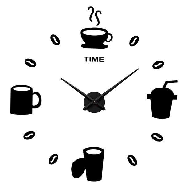 Pegatinas de reloj de pared DIY de 47 pulgadas, reloj decorativo, pegatinas acrílicas silenciosas, reloj grande redondo moderno para la decoración del Negro