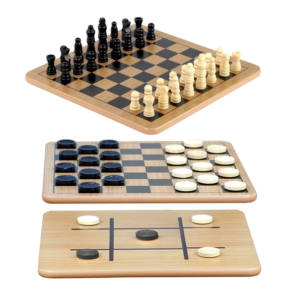 Juego Tablero Reversible De Madera Ajedrez Tablero De Ajedrez