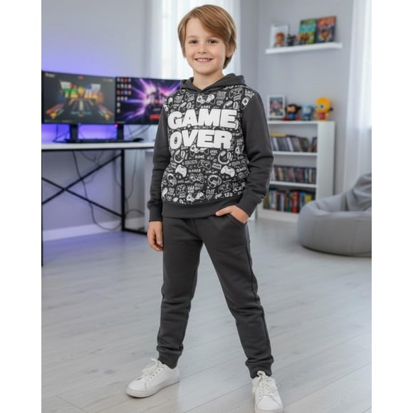 Buzo Niño Franela Game Over Acero gris 6