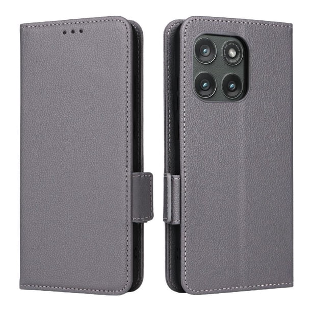 Funda Cartera para Motorola MOTO Edge Gen 6 Tapa Flip con Ranuras y Soporte Gris