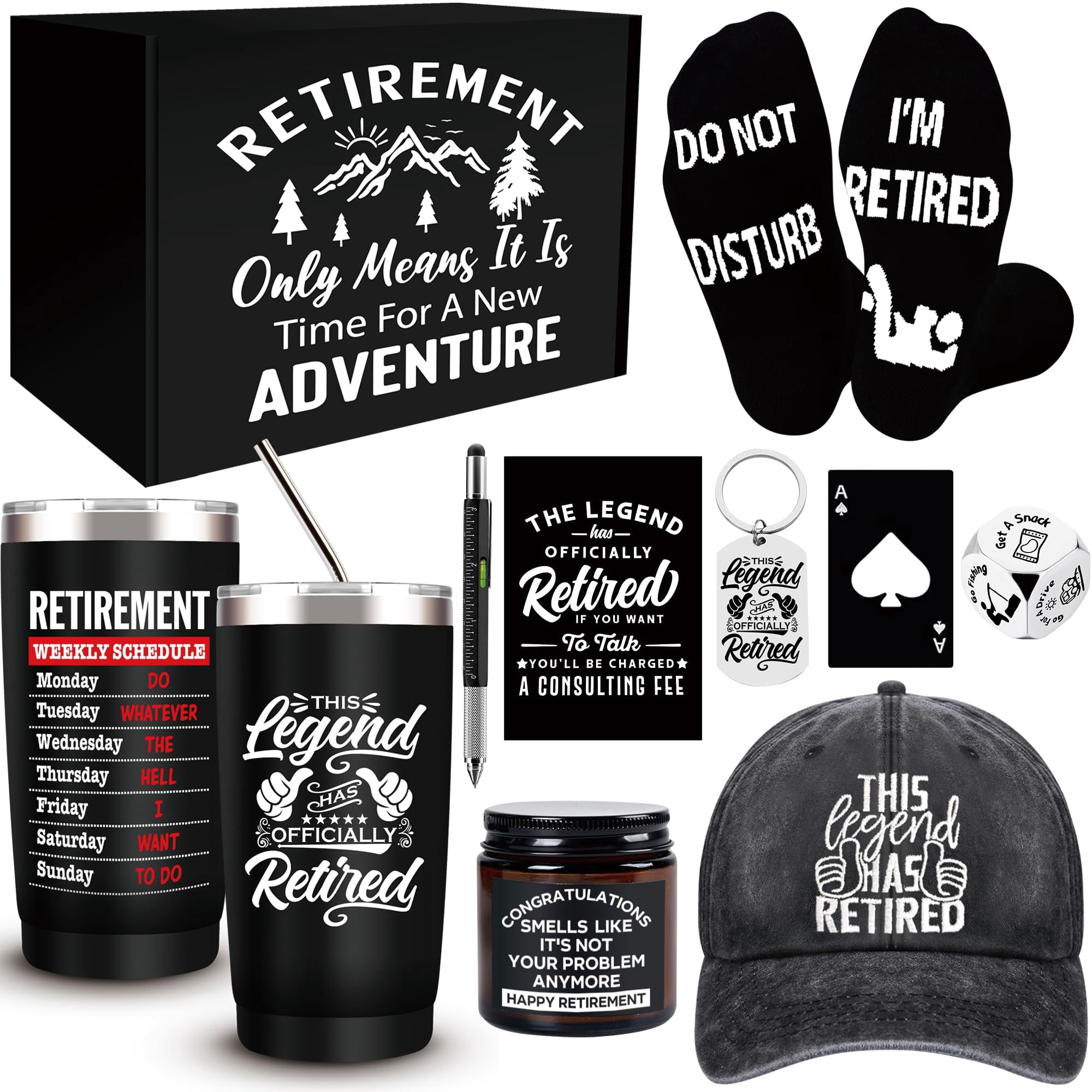 Set De Regalo Sixvala Para Jubilación Con Vaso Térmico De 20oz, Calcetines Y Gorra