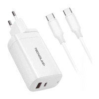 Tecnolab - Cargador Usb Carga Rapida Con Cable Tipo C Tl468 Blanco